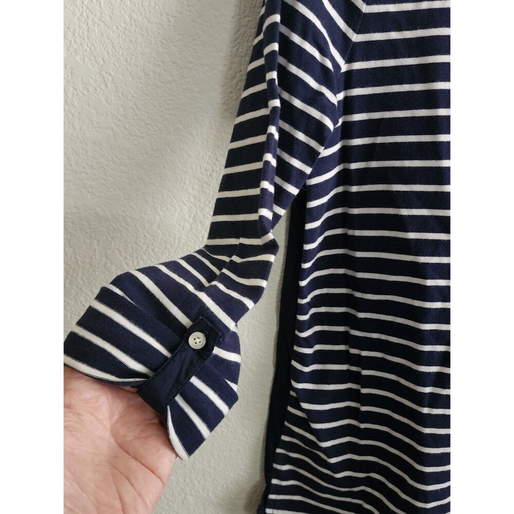 GAP Women's Boat Neck Navy Blue Striped Casual Small Top - Picture 3 of 7